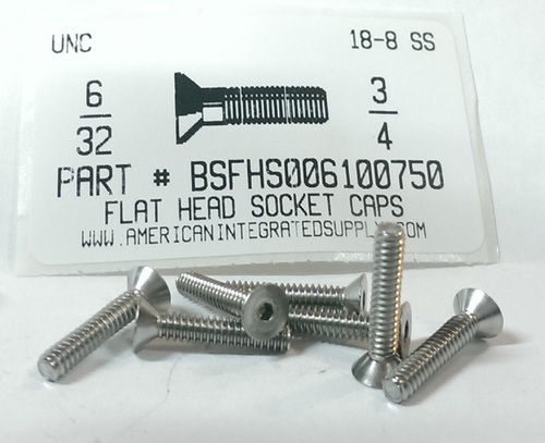 #6-32X3/4 FLAT HEAD SOCKET CAP SCREW 18-8 STAINLESS STEEL