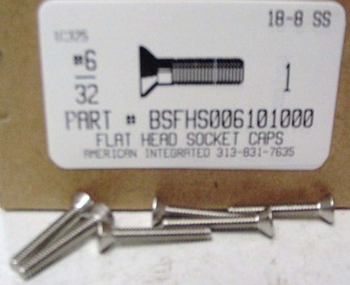 #6-32X1 FLAT HEAD SOCKET CAP SCREW 18-8 STAINLESS STEEL