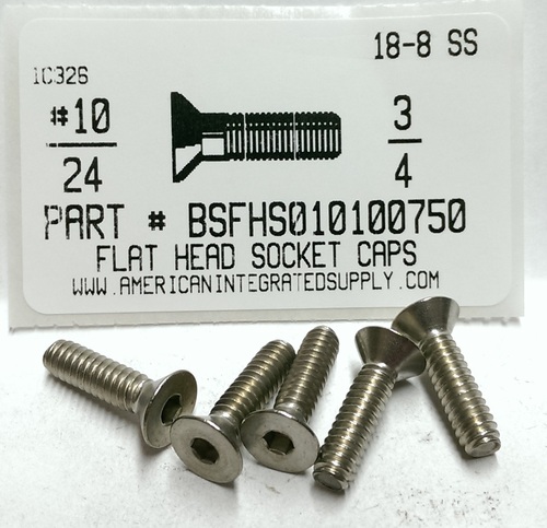 #10-24X3/4 FLAT HEAD SOCKET CAP SCREW 18-8 STAINLESS STEEL