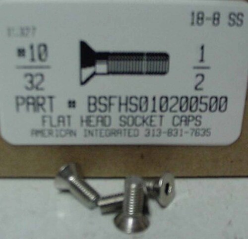 #10-32X1/2 FLAT HEAD SOCKET CAP SCREW 18-8 STAINLESS STEEL