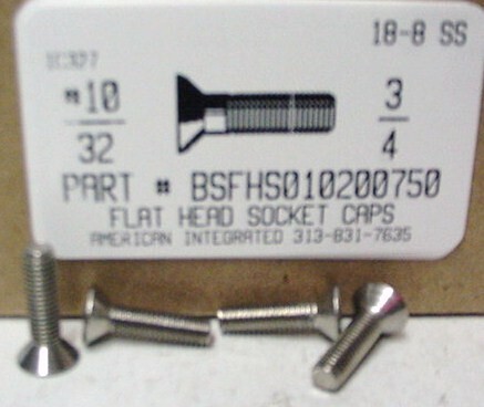 #10-32X3/4 FLAT HEAD SOCKET CAP SCREW 18-8 STAINLESS STEEL