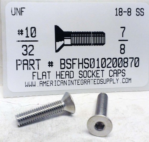 #10-32X7/8 FLAT HEAD SOCKET CAP SCREW 18-8 STAINLESS STEEL