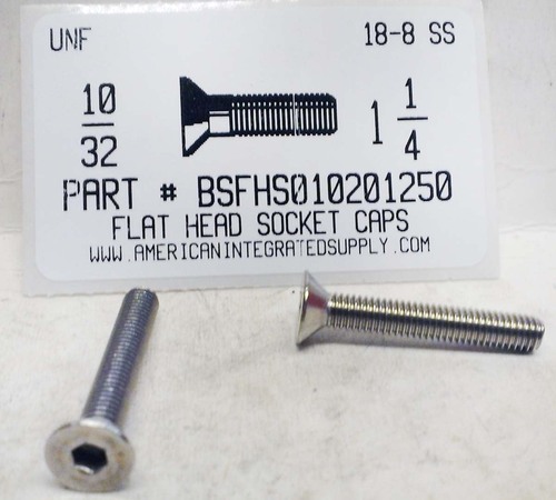 #10-32X1-1/4 FLAT HEAD SOCKET CAP SCREW 18-8 STAINLESS STEEL