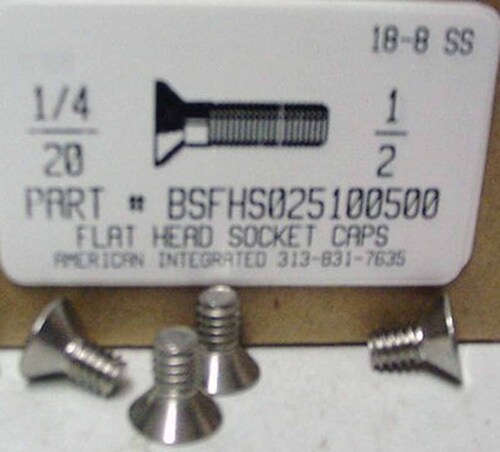 1/4-20X1/2 FLAT HEAD SOCKET CAP SCREW 18-8 STAINLESS STEEL