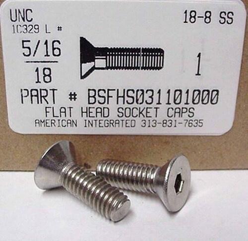 5/16-18X1 FLAT HEAD SOCKET CAP SCREW 18-8 STAINLESS STEEL