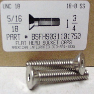 5/16-18X1-3/4 FLAT HEAD SOCKET CAP SCREW 18-8 STAINLESS STEEL