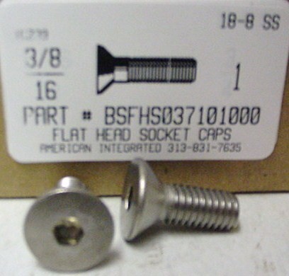 3/8-16X1 FLAT HEAD SOCKET CAP SCREW 18-8 STAINLESS STEEL