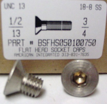 1/2-13X3/4 FLAT HEAD SOCKET CAP SCREW 18-8 STAINLESS STEEL