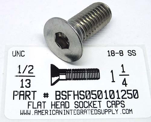 1/2-13X1-1/4 FLAT HEAD SOCKET CAP SCREW 18-8 STAINLESS STEEL