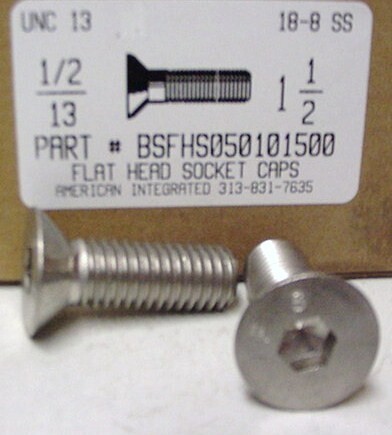 1/2-13X1-1/2 FLAT HEAD SOCKET CAP SCREW 18-8 STAINLESS STEEL