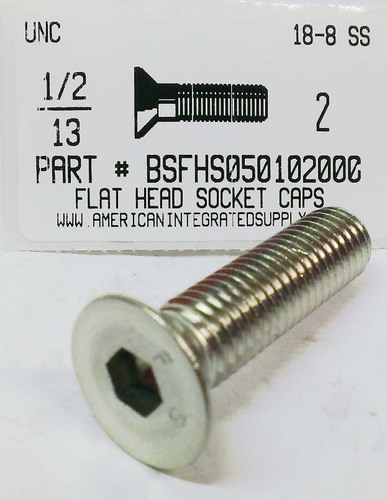 1/2-13X2 FLAT HEAD SOCKET CAP SCREW 18-8 STAINLESS STEEL