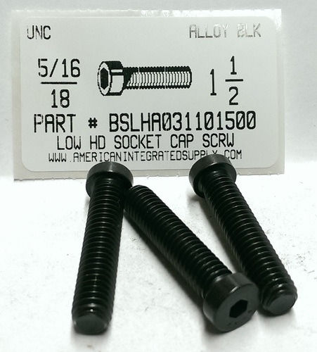 5/16-18X1-1/2 LOW HEAD SOCKET CAP SCREW ALLOY STEEL PLAIN