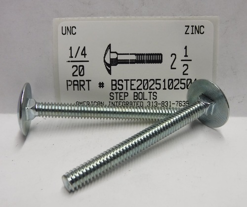 1/4-20X2-1/2 STEP BOLTS STEEL ZINC PLATED