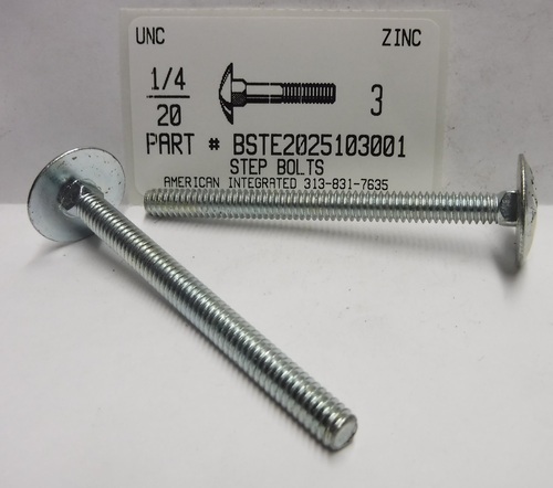 1/4-20X3 STEP BOLTS STEEL ZINC PLATED