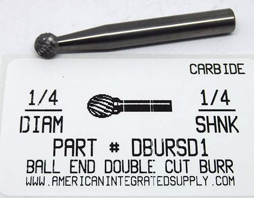 1/4 BALL SHAPE  DOUBLE CUT CARBIDE BURR 1/4 SHANK