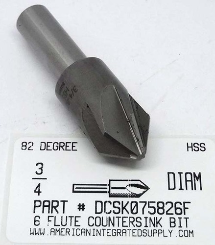 3/4" 6 FLUTE COUNTERSINK HSS 82 DEGREE