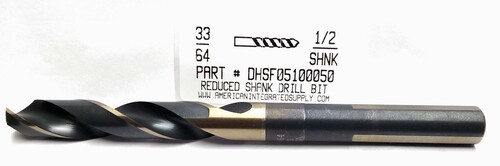 33/64 HSS DRILL 1/2 SHANK 118D SP BLACK & GOLD