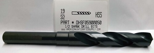 19/32 HSS DRILL 1/2 SHANK 118SP  BLACK & GOLD