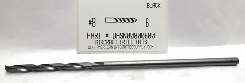 #8X6" HSS AIRCRAFT DRILL BLACK