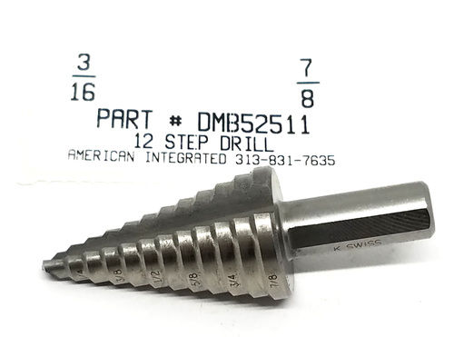 12 STEP DRILL 3/16"-7/8"X1/16