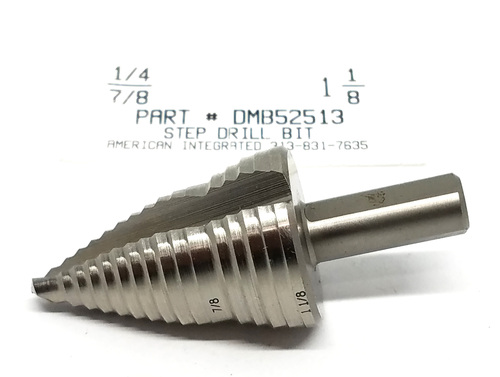 3 STEP DRILL 1/4"-7/8"- 1-1/8" HSS