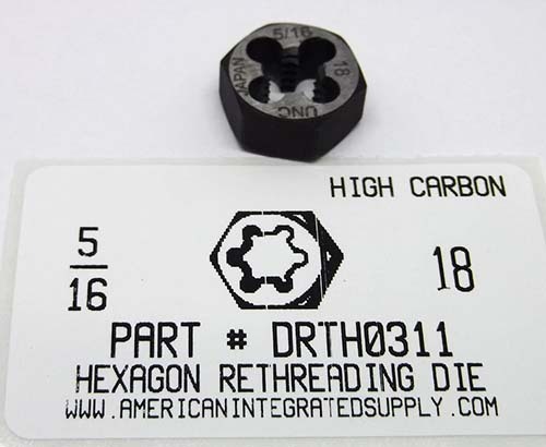 5/16-18 HEX RETHREADING DIE HIGH CARBON STEEL