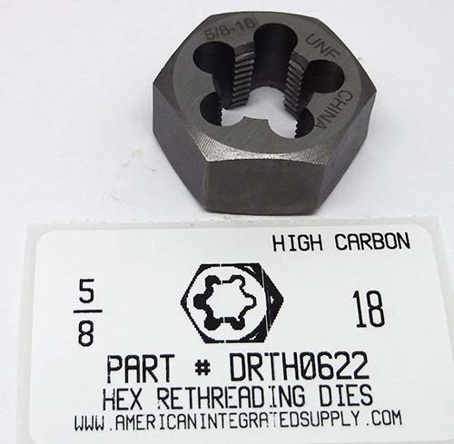 5/8-18 HEX RETHREADING DIE HIGH CARBON STEEL