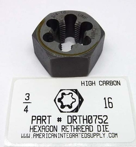 3/4-16 HEX RETHREADING DIE HIGH CARBON STEEL