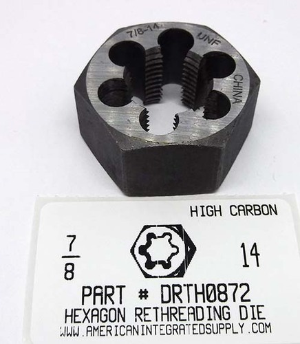 7/8-14 HEX RETHREADING DIE HIGH CARBON STEEL