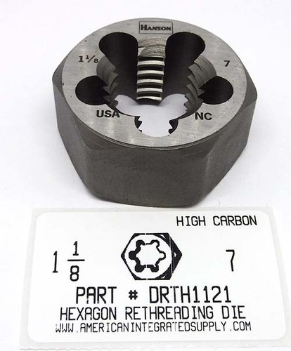 1-1/8"-7 HEX RETHREADING DIE HIGH CARBON STEEL