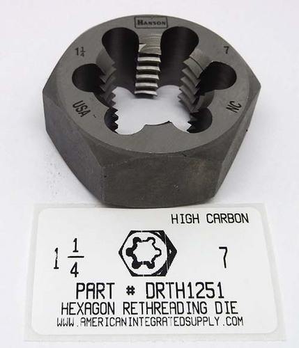 1-1/4"-7 HEX RETHREADING DIE HIGH CARBON STEEL