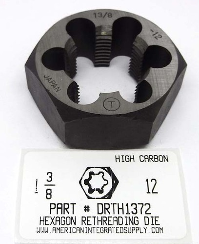 1-3/8"-12 HEX RETHREADING DIE HIGH CARBON STEEL