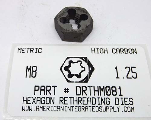 M8-1.25 HEX RETHREADING DIE HIGH CARBON STEEL