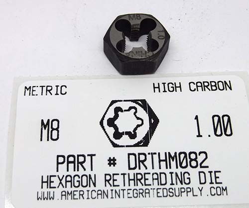 M8-1.00 HEX RETHREADING DIE HIGH CARBON STEEL