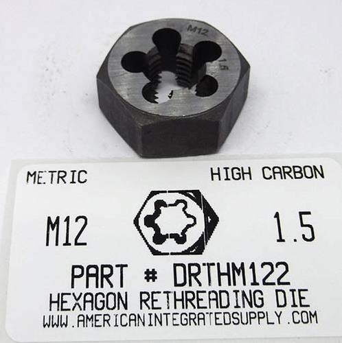 M12-1.50 HEX RETHREADING DIE HIGH CARBON STEEL