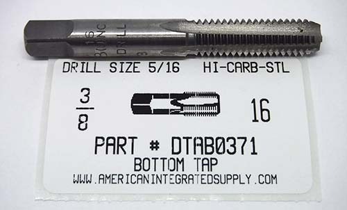 3/8-16 BOTTOM HAND TAP HIGH CARBON STEEL