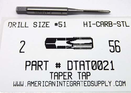 2-56 TAPER HAND TAP HIGH CARBON STEEL