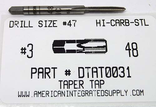 3-48 TAPER HAND TAP HIGH CARBON STEEL