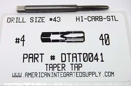 4-40 TAPER HAND TAP HIGH CARBON STEEL