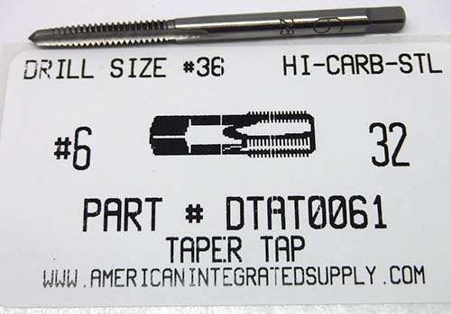 6-32 TAPER HAND TAP HIGH CARBON STEEL