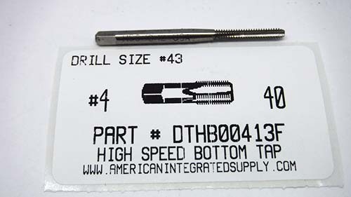 4-40 HIGH SPEED STEEL BOTTOM TAP 3 FLUTE DRILL SIZE #43