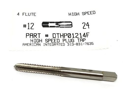 12-24 HIGH SPEED STEEL PLUG TAP 4 FLUTE