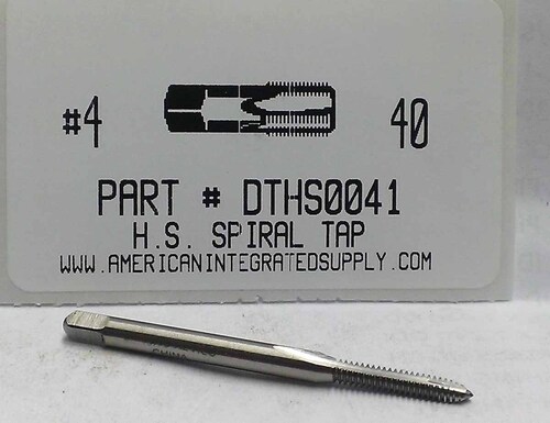 4-40 HSS SPIRAL POINT PLUG TAP 2 FLUTE DRILL SIZE #43