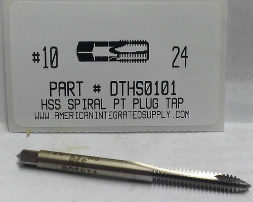 10-24 HSS SPIRAL POINT PLUG TAP 2 FLUTE DRILL SIZE #25