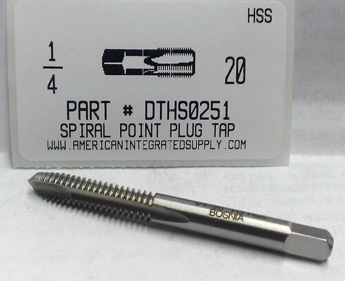 1/4-20 HSS SPIRAL POINT PLUG TAP 2 FLUTE DRILL SIZE #7