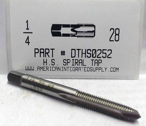 1/4-28 HSS SPIRAL POINT PLUG TAP 2 FLUTE DRILL SIZE #3