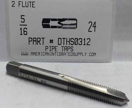 5/16-24 HSS SPIRAL POINT PLUG TAP 2 FLT DRILL SIZE LETTER I