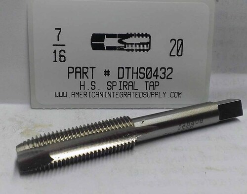 7/16-20 HSS SPIRAL POINT PLUG TAP 3 FLT DRILL SIZE 25/64