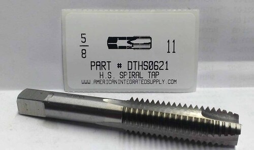 5/8-11 HSS SPIRAL POINT PLUG TAP 3 FLUTE DRILL SIZE 17/32