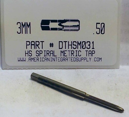 3MM-.50 HSS SPIRAL POINT PLUG TAP 2 FLUTE DRILL SIZE 2.5MM